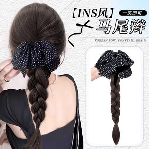 Polka Dot <b>Braid</b> Hair Clip Long Braided Ponytail Korean Style Bow Hair <b>Accessory</b> for Women - Product Image 1