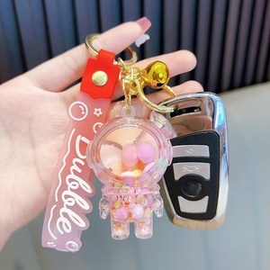 2024 New Astronaut Keychain Cartoon Cute Keyring Key Chain Ring Space Man Floating Quicksand Cup Liquid Pendant Wholesale - Product Image 6