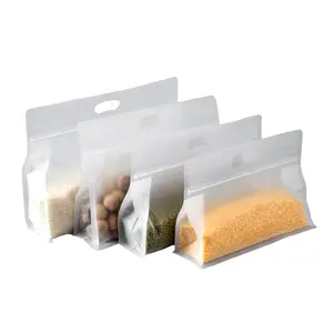 Hot Sale 8 Side Seal Resealable Zip Lock Transparent Doypack Pouch Plastic Bag With Handle
