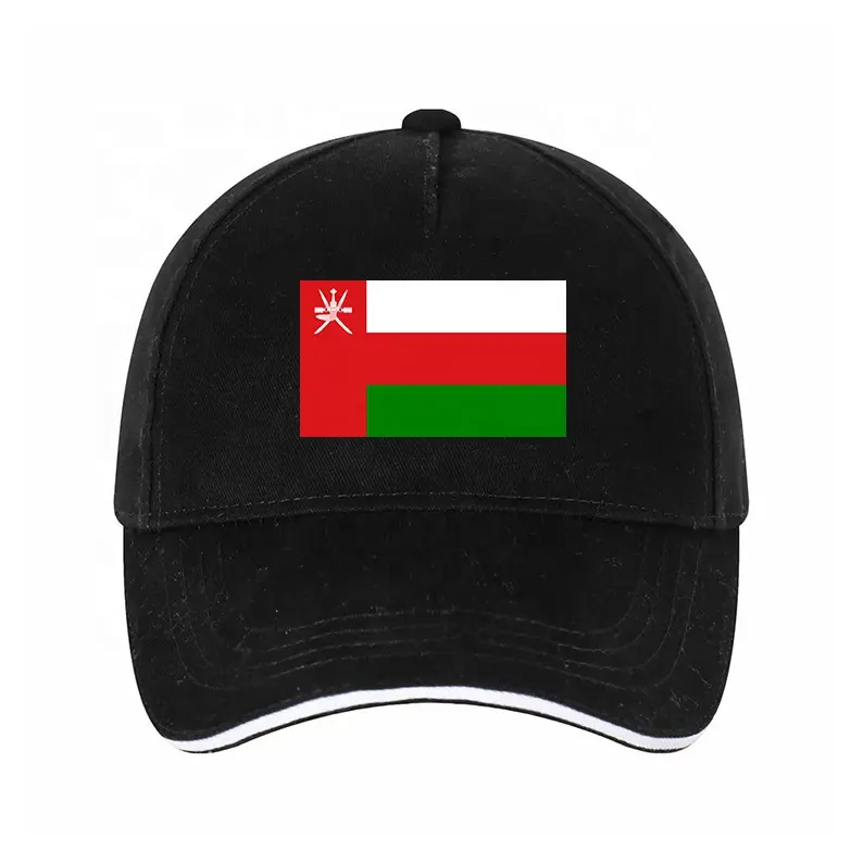 Topi Bisbol Omani Desainer Oem Lembut Uniseks, 6 Panel, Topi Solid Dapat Disesuaikan untuk Olahraga, Topi Kampanye, Topi Bendera Oman