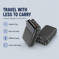 Batterie externe 20000 mAh pour 3 appareils avec sorties câble intégrées 22,5 W et 20 W, port USB-C 18 W pour les voyages