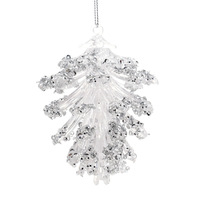 Ornements de Noël suspendus en acrylique transparent LINGKAI, forme de ballerine, de cerf et de flocon de neige, pendentif pour arbre de Noël