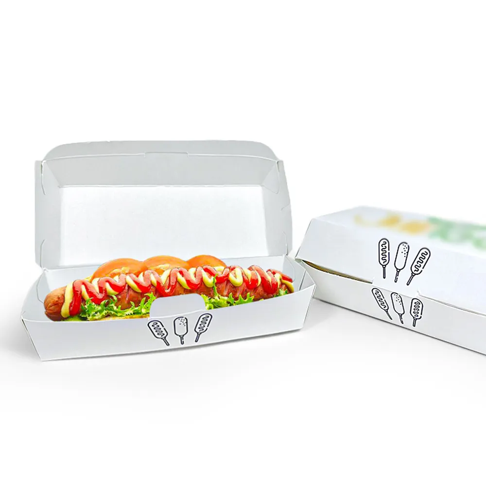 ZJPACK Eco friendly custom scatola di cartone hot dog bianco riciclato scatola di imballaggio cibo buona scatola sicura hot dog scatola di carta