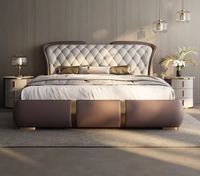 Nouveau lit king-size de luxe en cuir, style américain, pour chambre principale, design moderne haut de gamme