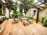 Table de jardin avec foyer et verre décoratif, 6 pièces