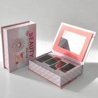 Ensemble de conteneurs d'emballage de cosmétiques de luxe pour femmes brillant à lèvres vernis à ongles Palette d'ombres à paupières boîte-cadeau magnétique avec miroir carré