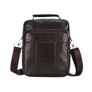 Dujiang Men's Genuine Leather Messenger <b>Bag</b> Large Capacity Zippered Crossbody <b>Bag</b> For <b>Work</b> Commuting Solid Color - Product Image 5