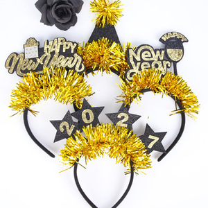 Diadema HLC 2027 Negra y Dorada, Aro para el Cabello con Lentejuelas en Forma de Estrella, Decoración para Fiestas de Nochevieja, Diadema para el Día de Año Nuevo - Product Image 4