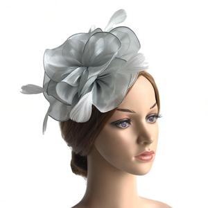 Venta al por mayor moda ligera lujo Organza flor Retro velo etéreo estético artístico pluma malla tocado Festival sombrero - Product Image 5