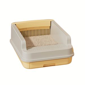 Smart PP Plastic <b>Cat</b> Litter <b>Box</b> 110L Capacity Semi-Enclosed Design Splash-Proof & Odor Control Easy Clean Durable Construction - Product Image 1