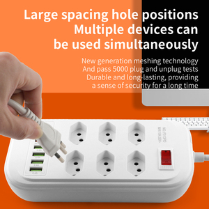 4USB + 2type-c Brazil an toàn ổ cắm điện bảo vệ quá tải cáp mở rộng với đa cắm ổ cắm điện dải - Product Image 6