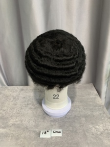 H368 Meilleures ventes Prothèse capillaire 12mm Afro Wave et Loose Wave avec base en PU et dentelle complète pour hommes noirs, 100% cheveux humains bouclés afro, expédition immédiate - Product Image 3