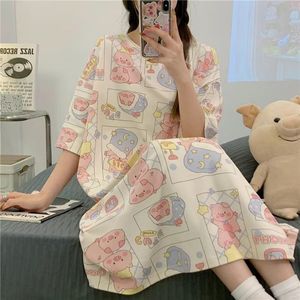 Vestiti estivi <span class=keywords><strong>da</strong></span> donna per la casa delle ragazze medio lunghi cartoni animati dolce vestito largo traspirante <span class=keywords><strong>camicia</strong></span> <span class=keywords><strong>da</strong></span> <span class=keywords><strong>notte</strong></span> a maniche corte vendita calda per - Product Image 1