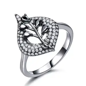 Anello di gemma di diamante nero alla moda per l'eternità in acciaio inossidabile da donna a prova di acqua 925 anelli di alta gioielleria in argento Sterling