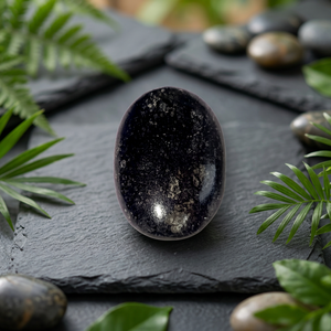 Piedra de Cristal Ovalada Negra Pulida, Gema Semipreciosa, Artículo de Colección Artístico - Product Image 4