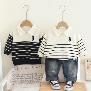 Nouvelle collection 2026 : Ensemble tendance pour garçons – Sweat à capuche, polo rayé à manches longues et <span class=keywords><strong>jean</strong></span> pour le printemps et l'automne - Product Image 1
