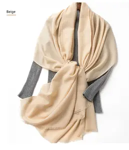 High-end personality soft and warm women oversized plain color 100% pure cashmere scarf wrap