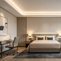Décoration moderne grise pour chambres d'hôtel, ensembles de meubles complets pour lits simples et doubles, pour chambre double d'hôtel