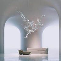 Lustre en verre artistique de grande taille, de forme unique, personnalisé FireLux, pour la décoration de hall d'hôtel, de villa, lampes suspendues