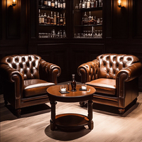 Ensemble de chaises de bar aviateur vintage rétro pour restaurant et salon de cigares - Cuir PU durable et bois - Mobilier commercial