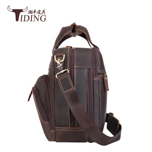 Tiding Genuine Leather <b>Briefcase</b> Dark Brown Men Business Travel Expandable Laptop Bag - Product Image 2
