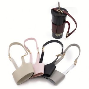 Housse de tasse à café simple en cuir PU portable pour l'extérieur, support réutilisable pour bouteille d'eau et boisson - Product Image 6