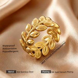 Anillo Abierto de Acero Inoxidable con Diseño Geométrico, Tendencia de Moda Transfronteriza, Acabado Premium Galvanizado Resistente a la Decoloración - Product Image 2