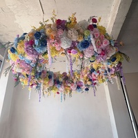 MSFAME Plantes et fleurs artificielles, arrangement coloré pour décoration de plafond de mariage, fleurs en soie suspendues rondes