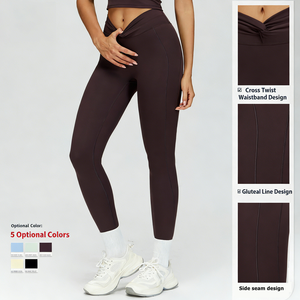 Short de yoga sculptant GZL137 à taille torsadée pour un fessier galbé et une taille définie, avec effet push-up et coutures 3D – Legging de sport - Product Image 2