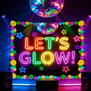 Accesorios para Cabina <span class=keywords><strong>de</strong></span> Fotos <span class=keywords><strong>de</strong></span> Fiesta que Brillan en la Oscuridad, Tela con Letras <span class=keywords><strong>de</strong></span> Neón 'Let's Glow', Fondo para Decoración <span class=keywords><strong>de</strong></span> Fiesta <span class=keywords><strong>de</strong></span> <span class=keywords><strong>Cumpleaños</strong></span> Neón - Product Image 3