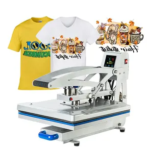 2024 Nieuwe Goedkope Elektrische Volledig Auto Tshirt Hot Printing Heatpress 16X20 Automatische Warmte Persmachine