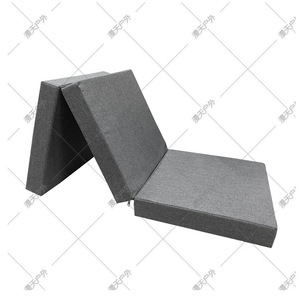 Tapis de sport pliable en trois parties, gris, 90 % fibre de polyester, pour la maison, le bureau et le camping - Product Image 3