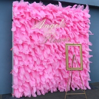 Mur de fleurs artificielles en tissu plume rose 5D, toile de fond pour mariage et Saint-Valentin, rouleau de tissu décoratif pour événements et fêtes, 2,4x1,2m