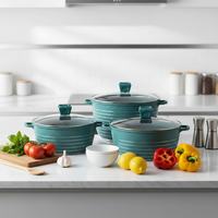 Batterie de cuisine Maifanshi antiadhésive en aluminium moulé sous pression, motif marbre linéaire, 10 pièces, comprenant une marmite et une casserole peu profonde