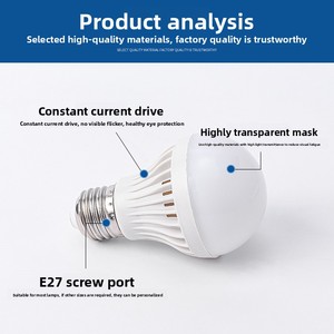 Bombilla LED con Sensor <span class=keywords><strong>de</strong></span> Movimiento y Control <span class=keywords><strong>de</strong></span> Sonido, Material <span class=keywords><strong>de</strong></span> PC y Base E27 para Pasillos Residenciales, Alimentación CA - Product Image 3