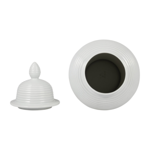 Vaso decorativo in ceramica con texture a coste per soggiorno, accessorio moderno per la casa - Product Image 5