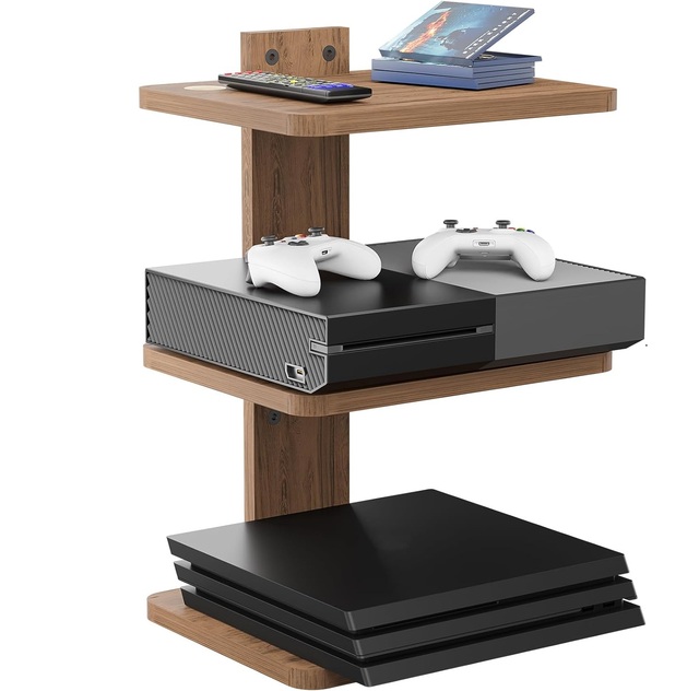 Game Consoles Routers Cable Boxes Floating Entertainment Shelf Wooden Floating Shelf for Under TV for DVD Players