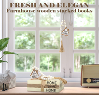 4 livres décoratifs en bois style ferme pour la décoration intérieure, Home Sweet