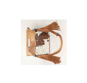 Bolso de mano floral con grabado artesanal, de cuero auténtico de vaca con pelo, de primera calidad, con correa ajustable. - Product Image 2