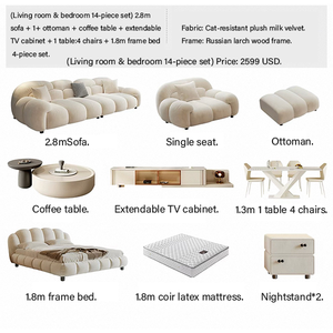 <span class=keywords><strong>Nouveau</strong></span> Canapé Cloud Trois Places de Style Mid-Century Moderne pour Salon, Design Droit et Simple, Meuble Célèbre sur Internet, Tissu Innovant - Product Image 6