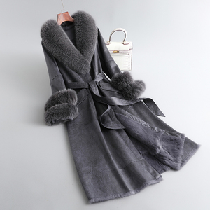 Giacca da Donna in Vera <span class=keywords><strong>Pelliccia</strong></span> di Coniglio e Pelle, Cappotto Invernale Lungo di Lusso con Collo in <span class=keywords><strong>Pelliccia</strong></span> di Volpe, Parka - Product Image 5