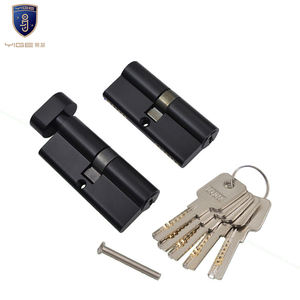 Cylindre de serrure de porte à mortaise en alliage de zinc profil européen 70 mm simple ou double ouverture noir, sécurité de niveau 2 <span class=keywords><strong>ANSI</strong></span>, design moderne, 3 clés - Product Image 5