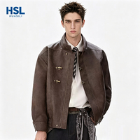 Veste Homme Vintage à Col Rabattu avec Boutons à Bascule, Style Moto Décontracté pour l'Automne, Vêtement d'Extérieur Quotidien – Vente Directe Usine