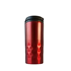 Customized Logo Coffee Tea Travel Mug 350ml Stainless Steel & PP Plastics Double Wall Travel Mug Diamond Shaped