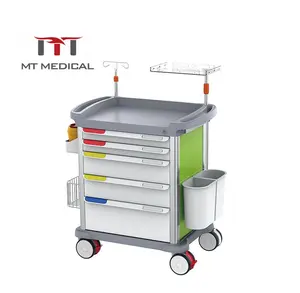 MT Medical Mobile ABS Hospital Medical Crash Cart Plastic Emergency Medicine Trolley For Clinic