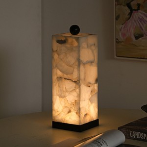 Lampe de table en marbre naturel, Source de lumière LED, Base d'ampoule E27, contrôle par interrupteur, pour salon, bureau, chambre à coucher, Design minimaliste - Product Image 1
