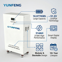 Batteries au lithium pour stockage d'énergie domestique 51,2 V 314 Ah 16 kWh, directement de l'usine, batteries LiFePO4 48 V 280 Ah, pack de batteries solaires de secours