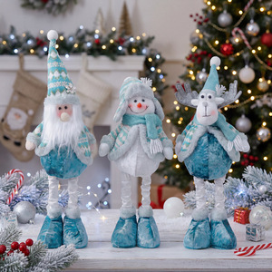 Poupée en peluche télescopique de Noël avec vêtements en tricot, figurine Père Noël, bonhomme de neige, renne pour la décoration de la table de Noël à la maison - Product Image 1