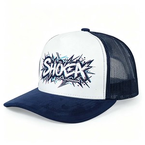 หมวกแก๊ปทรง Trucker ปีกโค้ง 6 แผง สีดำล้วน  แบบ Snap Back  ผ้าคอตตอนตาข่าย  สำหรับผู้ชาย  พร้อมปักโลโก้ได้ - Product Image 3