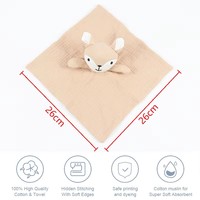 Couette pour bébé en mousseline de coton Renard Animal en peluche Jouet apaisant pour la dentition Literie pour enfants
